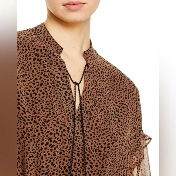 Aqua Printed Ruffle Mini Dress Brown Leopard Print Bloomingdale’s Size S - Picture 6 of 16